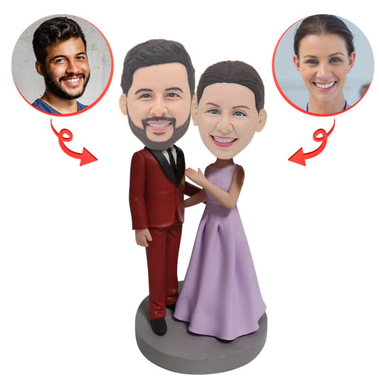 Elegant Wedding of Newlyweds Custom Bobblehead