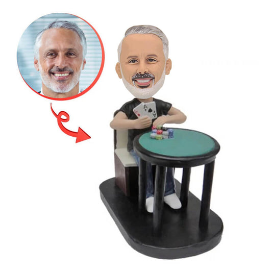 Custom Man Poker Player Bobblehead