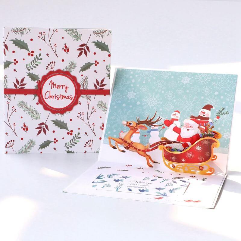Christmas card-Christmas deer cart