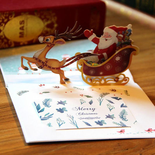 Christmas card-Christmas deer cart