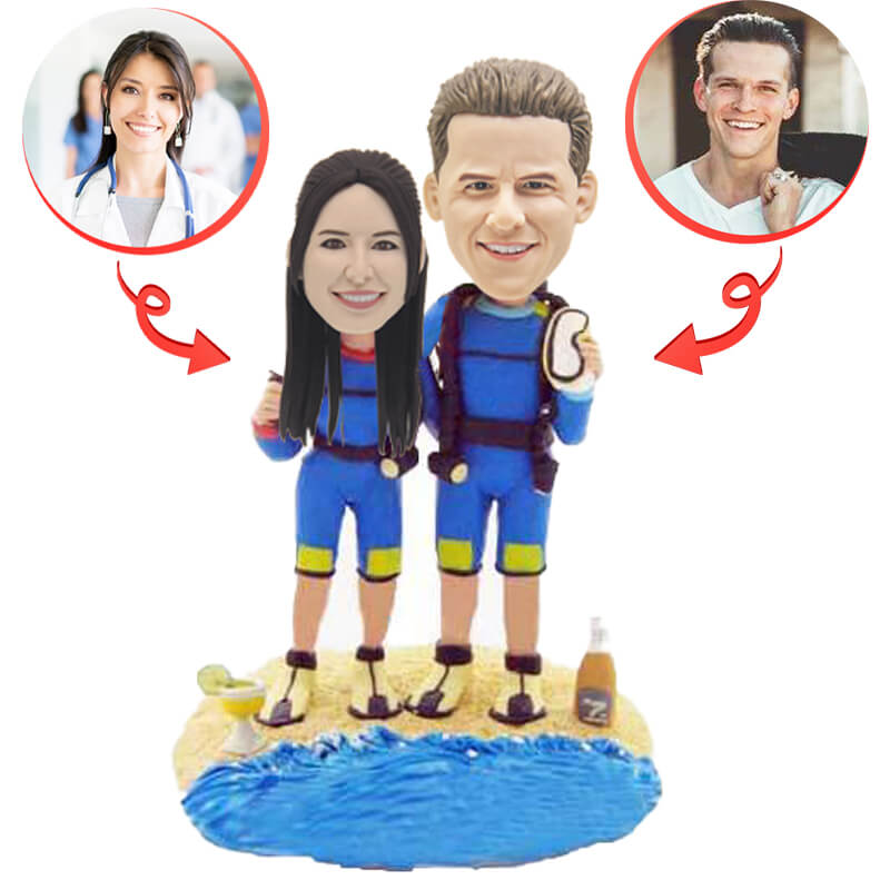 Scuba Diving Couple Custom Bobbleheads