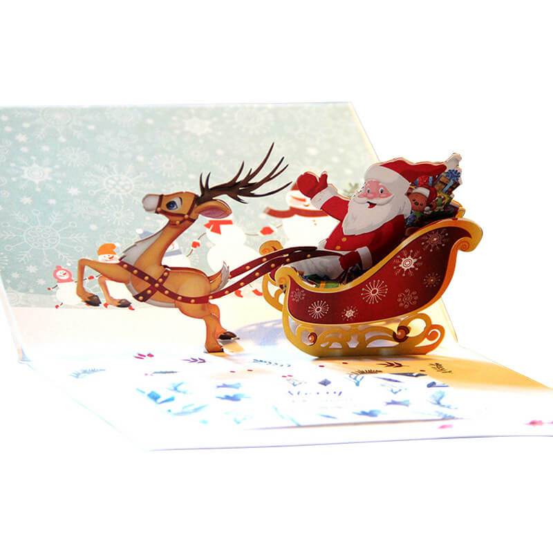 Christmas card-Christmas deer cart
