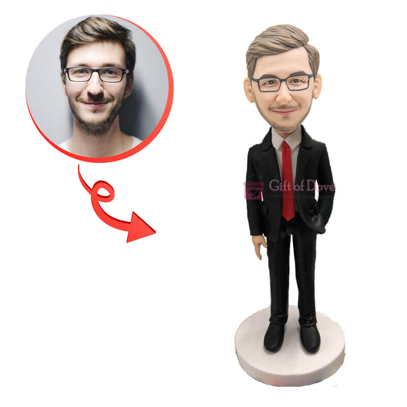 Custom Western Red Tie Bobblehead