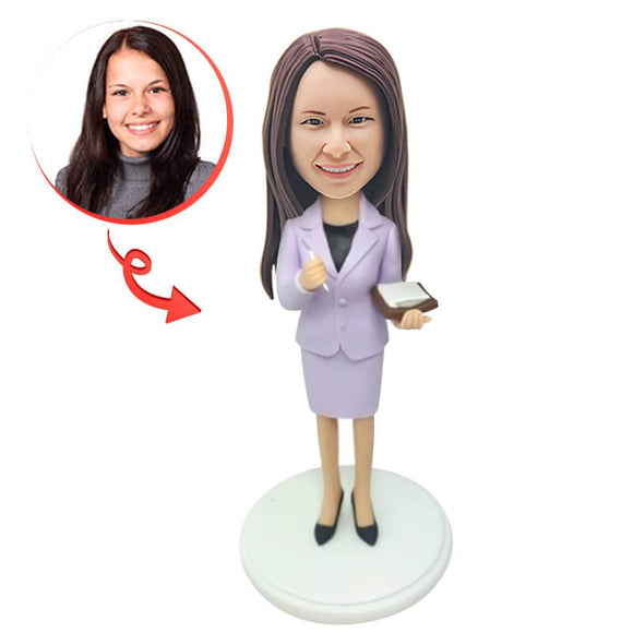 Purple Suit Office Lady Custom Bobblehead