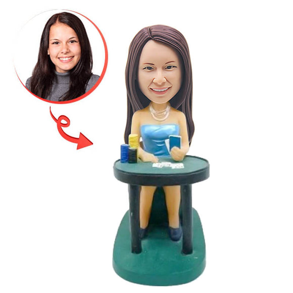 Custom Lady Poker Player Bobblehead