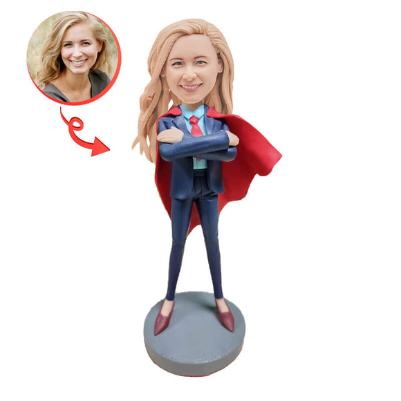 Custom Super Woman in Formal Office Suit Bobblehead