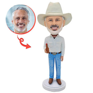 Custom Cowboy With Beer Bottle Bobblehead