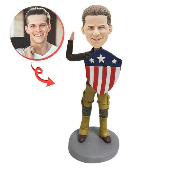 Man with American shield Custom Bobblehead