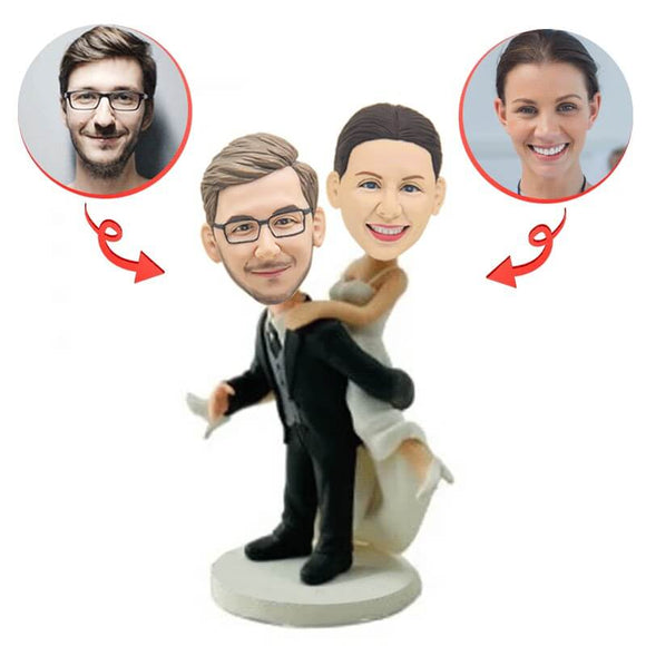 Custom Bride Behind Groom Back Personalised Bobblehead