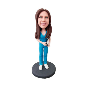 Custom Female Doctor On Duty Bobblehead