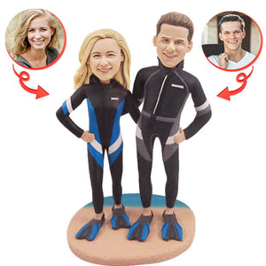 Custom Diving Couple Beach Bobbleheads