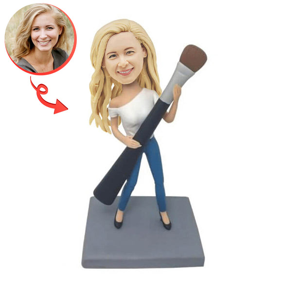 Custom Painter Woman Bobblehead