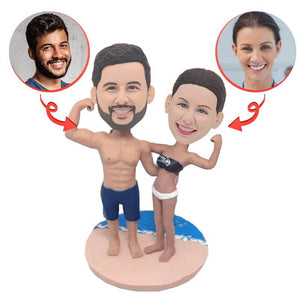 Custom Beach Workout Couple Bobbleheads