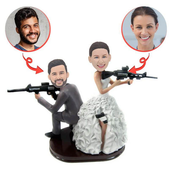 Custom Armed Couple With Rifles Bobblehead