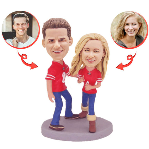 Custom Football Fans Couple Bobbleheads