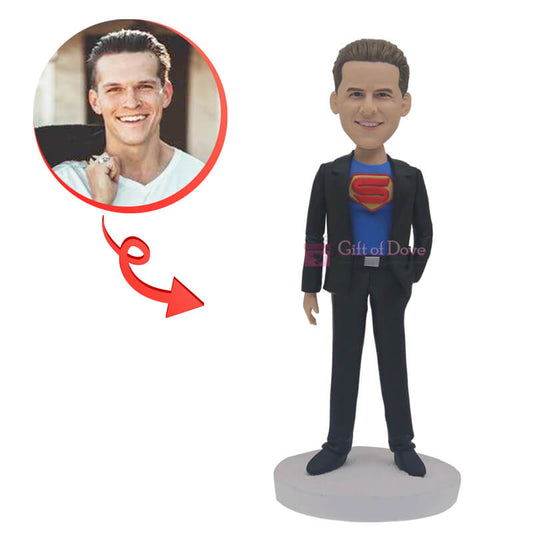 Custom Superman Wearing A Suit Bobblehead