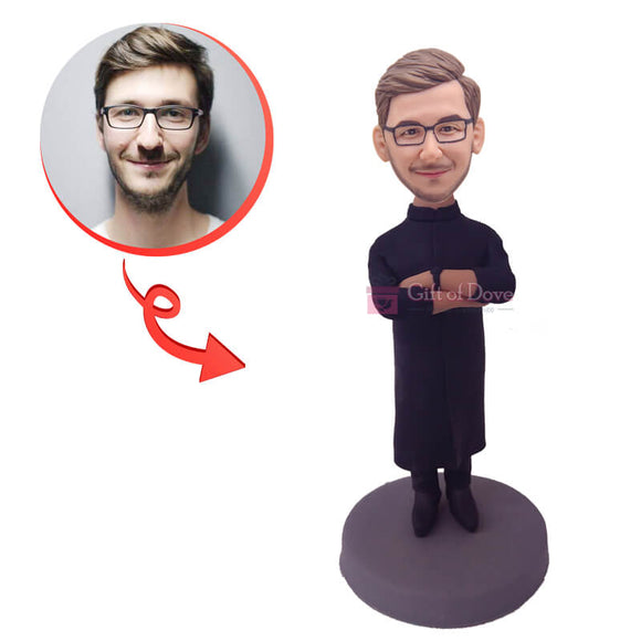 Custom Man Wearing Black Gown Bobblehead