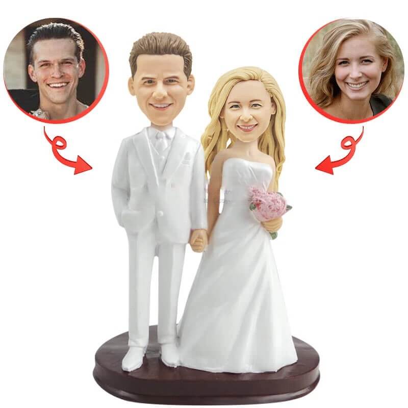 Custom Wedding With Creamy White Suit Bobblehead