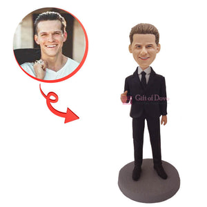 Custom Western Black Tie Bobblehead B