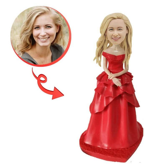 Custom Red Dress Bride Bobblehead