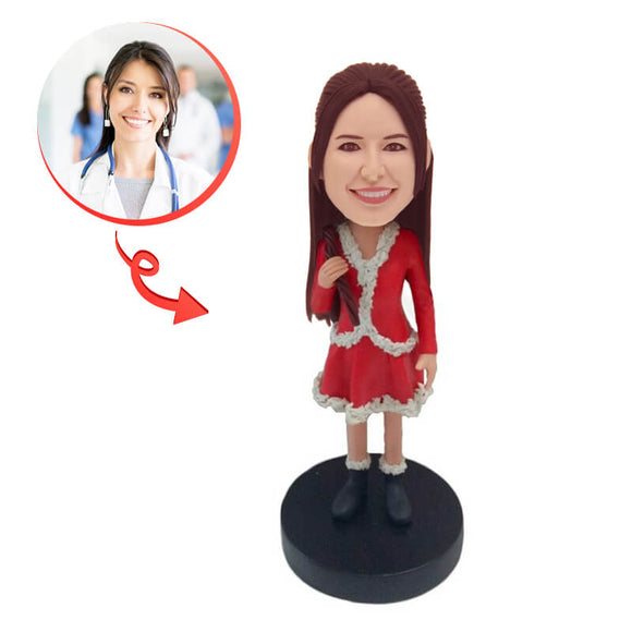 Custom Christmas Short Skirt Lady Bobblehead