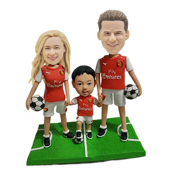 Custom Football Family Of Three Bobblehead