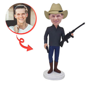 Cowboy Holding A Gun Custom Bobblehead