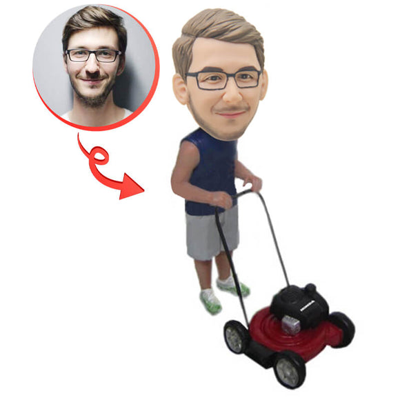 Dude on Lawn Mover Custom Bobblehead