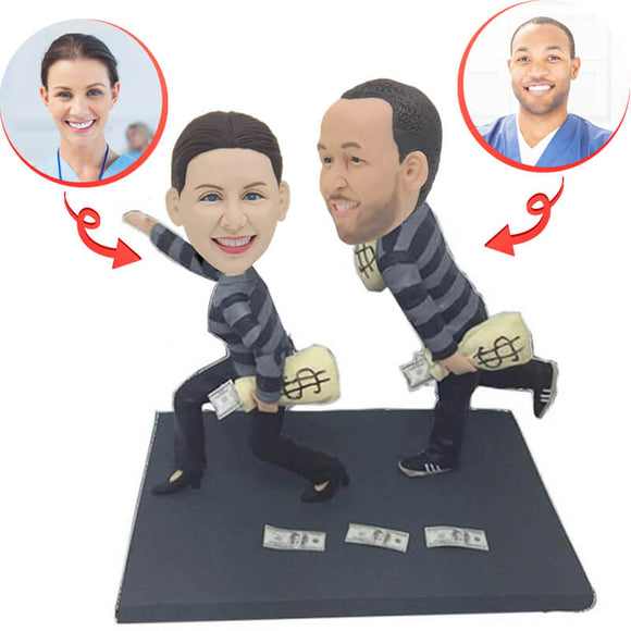 Funny Robber Couple Custom Bobbleheads