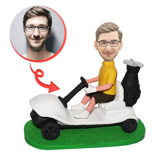 Custom Man Driving Golf Cart Bobblehead
