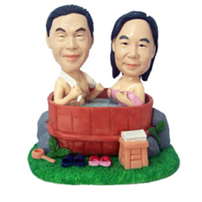 Custom Couple Bathing In The Tub Bobblehead