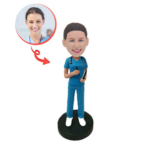 Blue Suit Nurse Custom Bobblehead