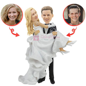 Custom Bridegroom Holds The Bride Bobblehead