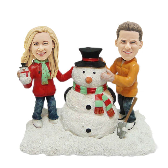 Custom Building A Snowman Couples Bobbleheads