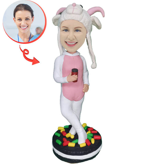 Custom Cute rabbit dress Bobblehead