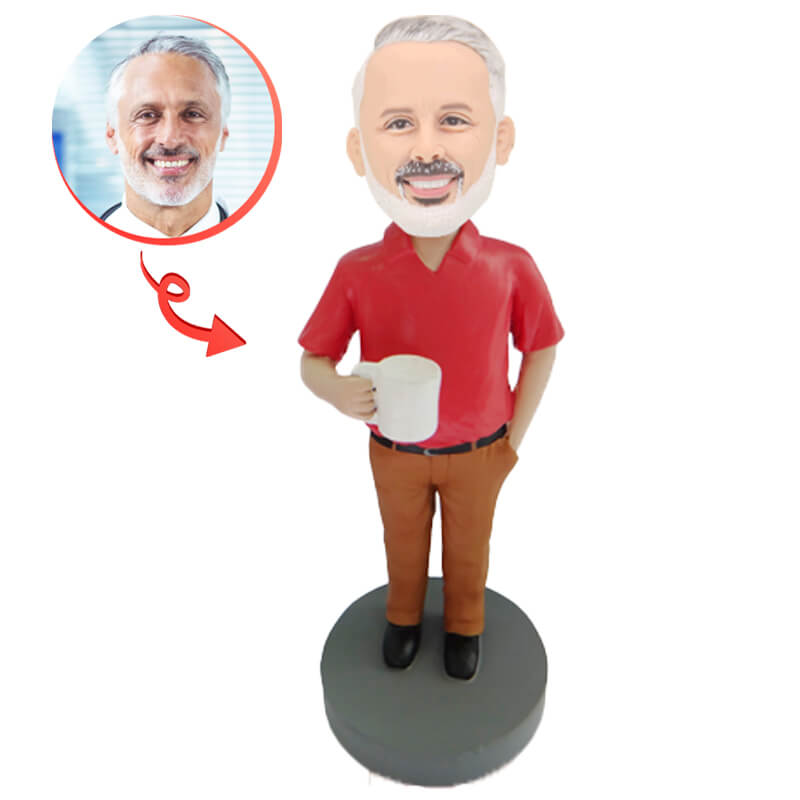 Custom Father Holds a Mug Bobblehead