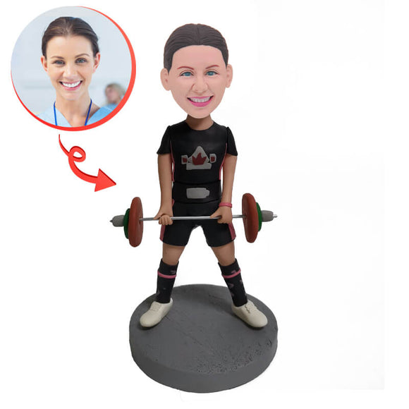 Custom Female Weightlifter Bobblehead