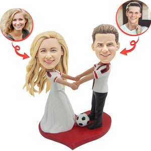 Custom Football Fan Couple Bobbleheads