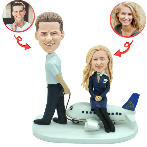Custom Pilots and Stewardess Wedding Cake Bobblehead
