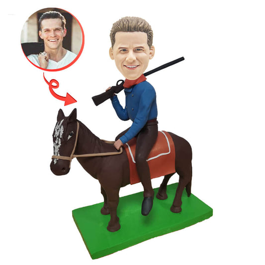 Custom WESTERN COWBOY RIDING Bobblehead Can add Denim Hat