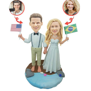 Custom Wedding Couple with National Flag  Bobblehead 2