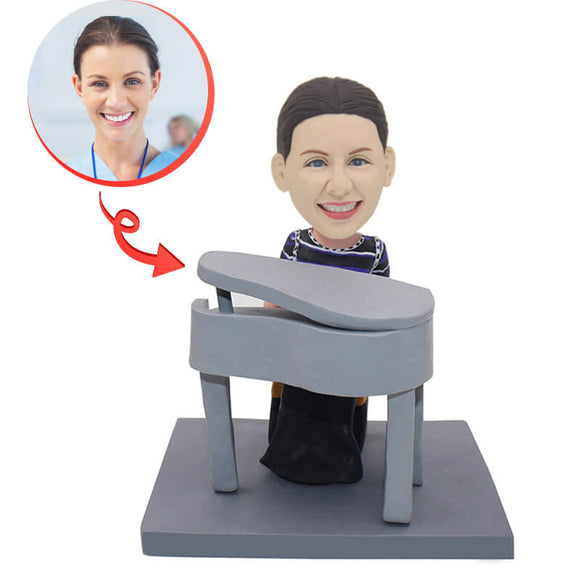 Custom Woman Piano Play Piano Bobblehead