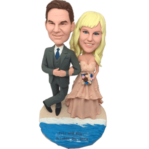 Custom Hawaii Beach Wedding Anniversary Bobblehead