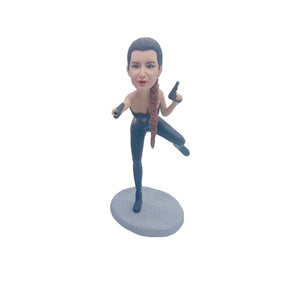  Custom Female with Two Pistols Bobblehead