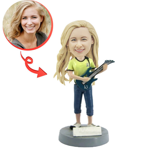 Female Guitarist Custom Bobblehead