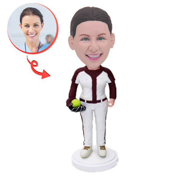 Female Softball Player Custom Bobblehead