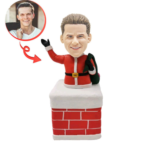 Santa Claus Santa In The Chimney Custom Bobblehead