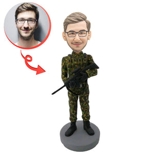 Soldier Holding Assault Gun Custom Bobblehead