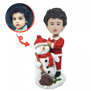 Custom Christmas Child With Snowman Bobblehead