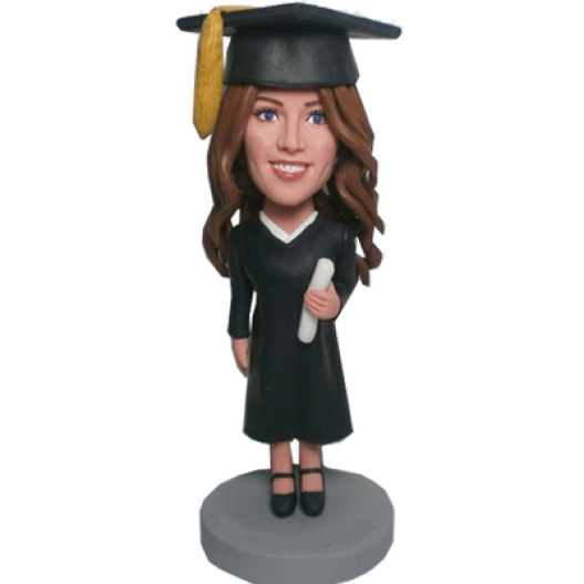 Custom Wear A Hat Graduation Girl Bobblehead